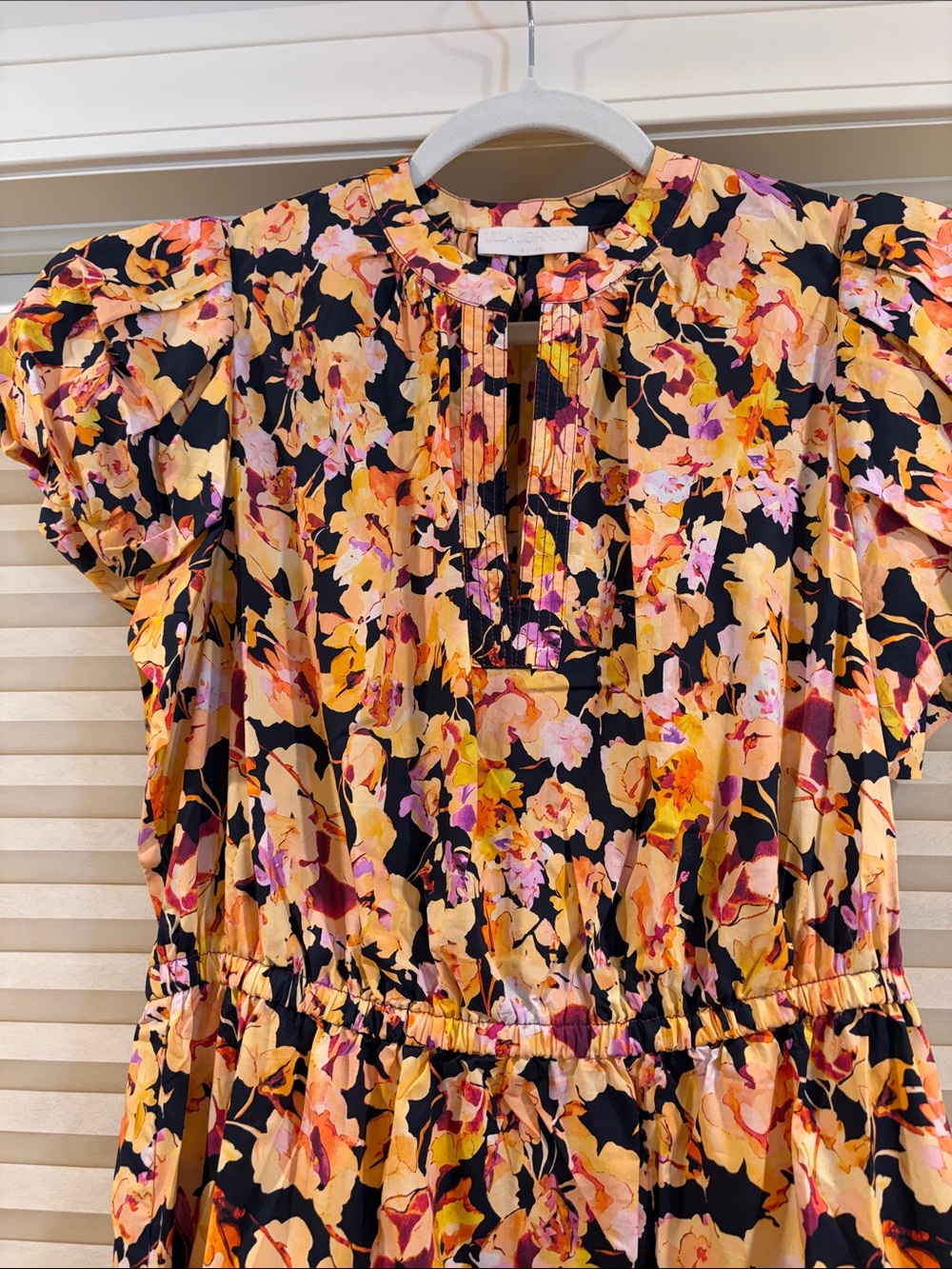 NWOT Ulla Johnson Floral Midi Dress with Orange & Pink Blooms, Size US 6 - Picture 2 of 9